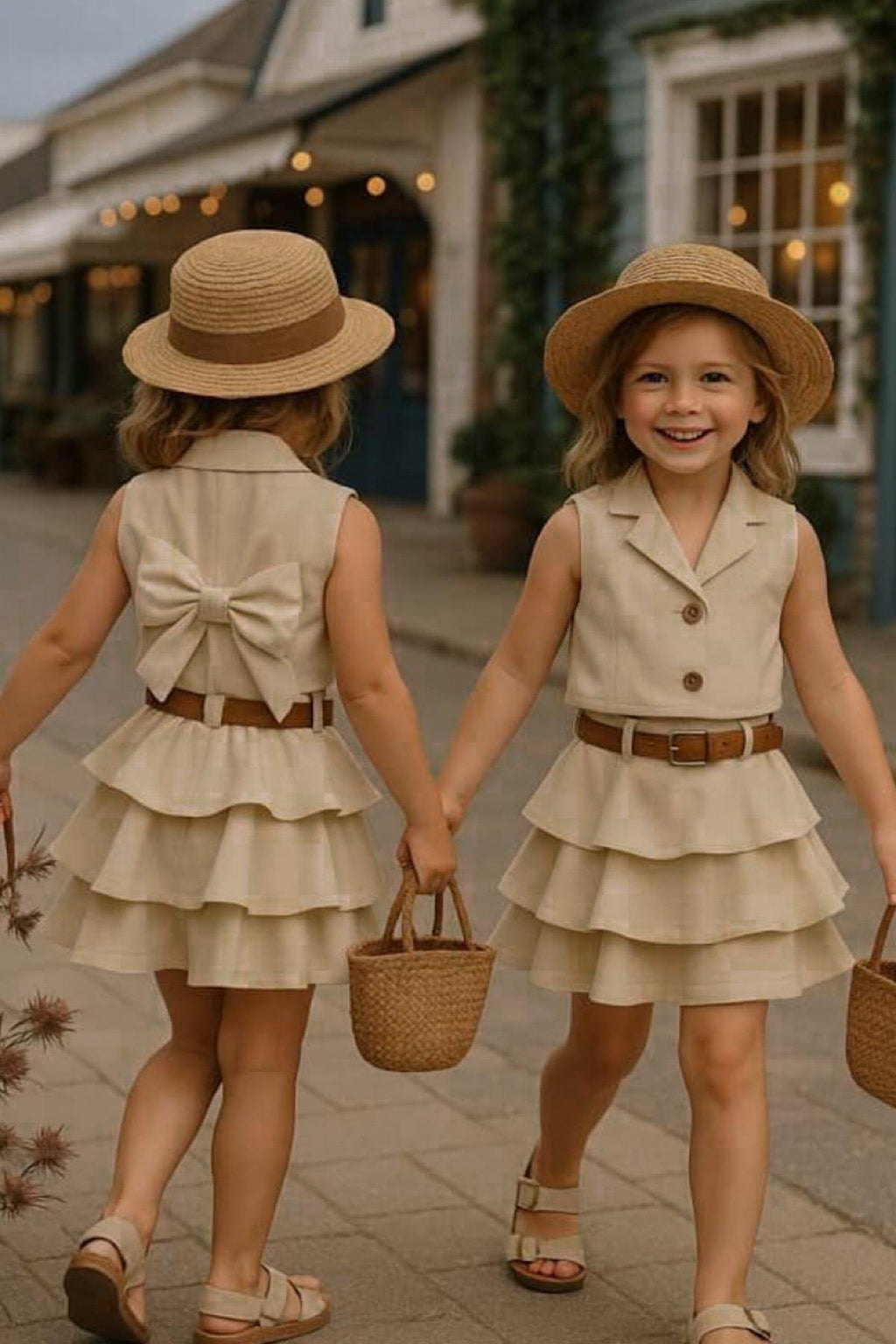 Kız Çocuk 3’lü Keten Takım(Çantasız)