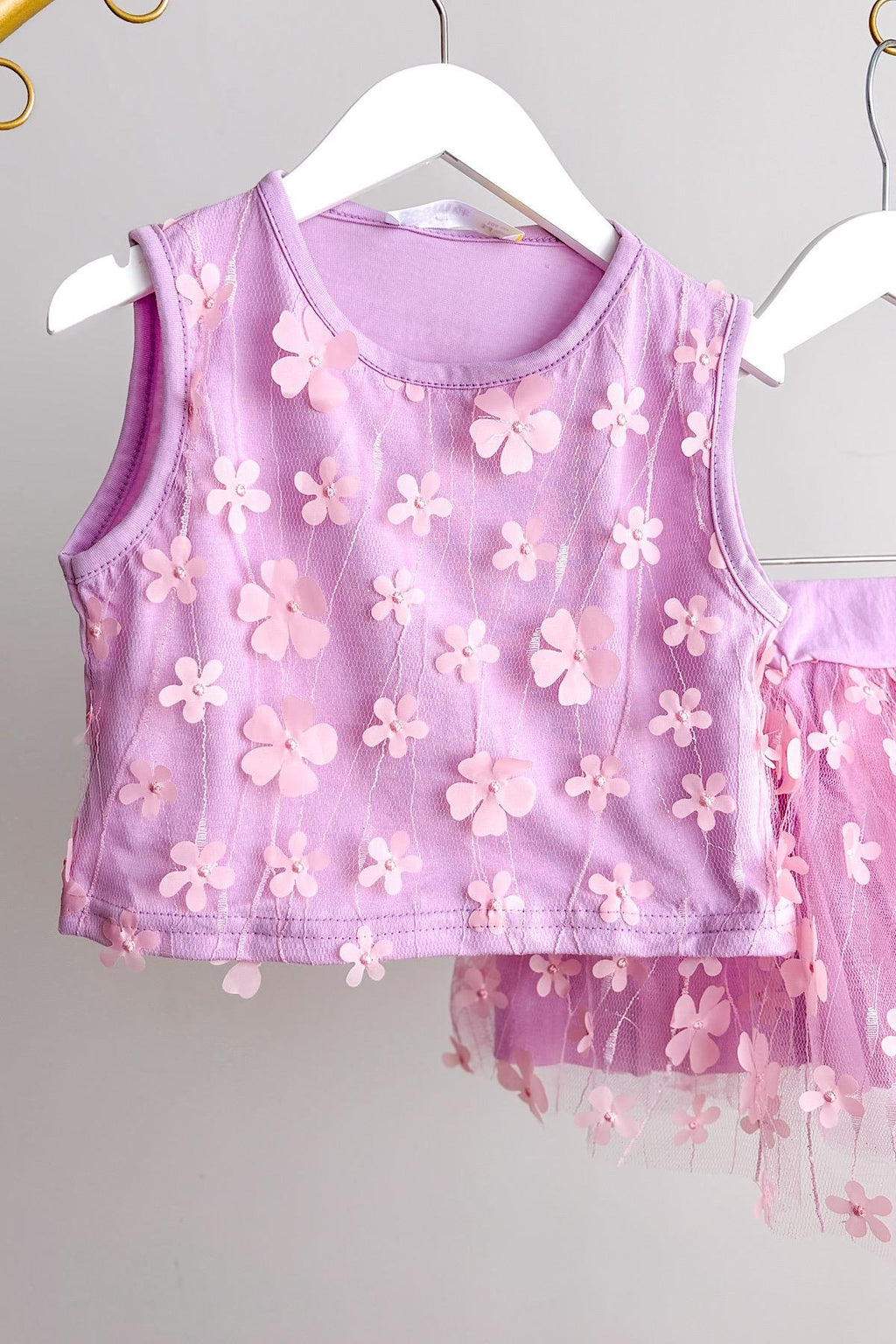 Kız Çocuk Çiçek Aplikeli Takım