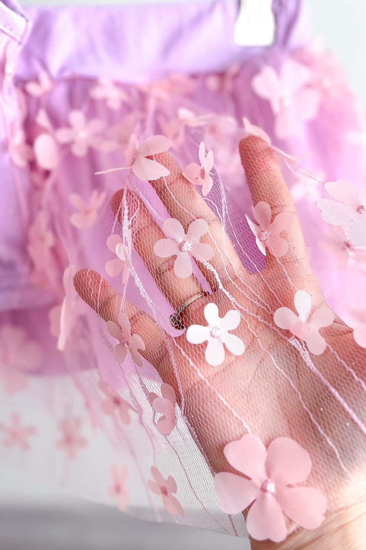 Kız Çocuk Çiçek Aplikeli Takım