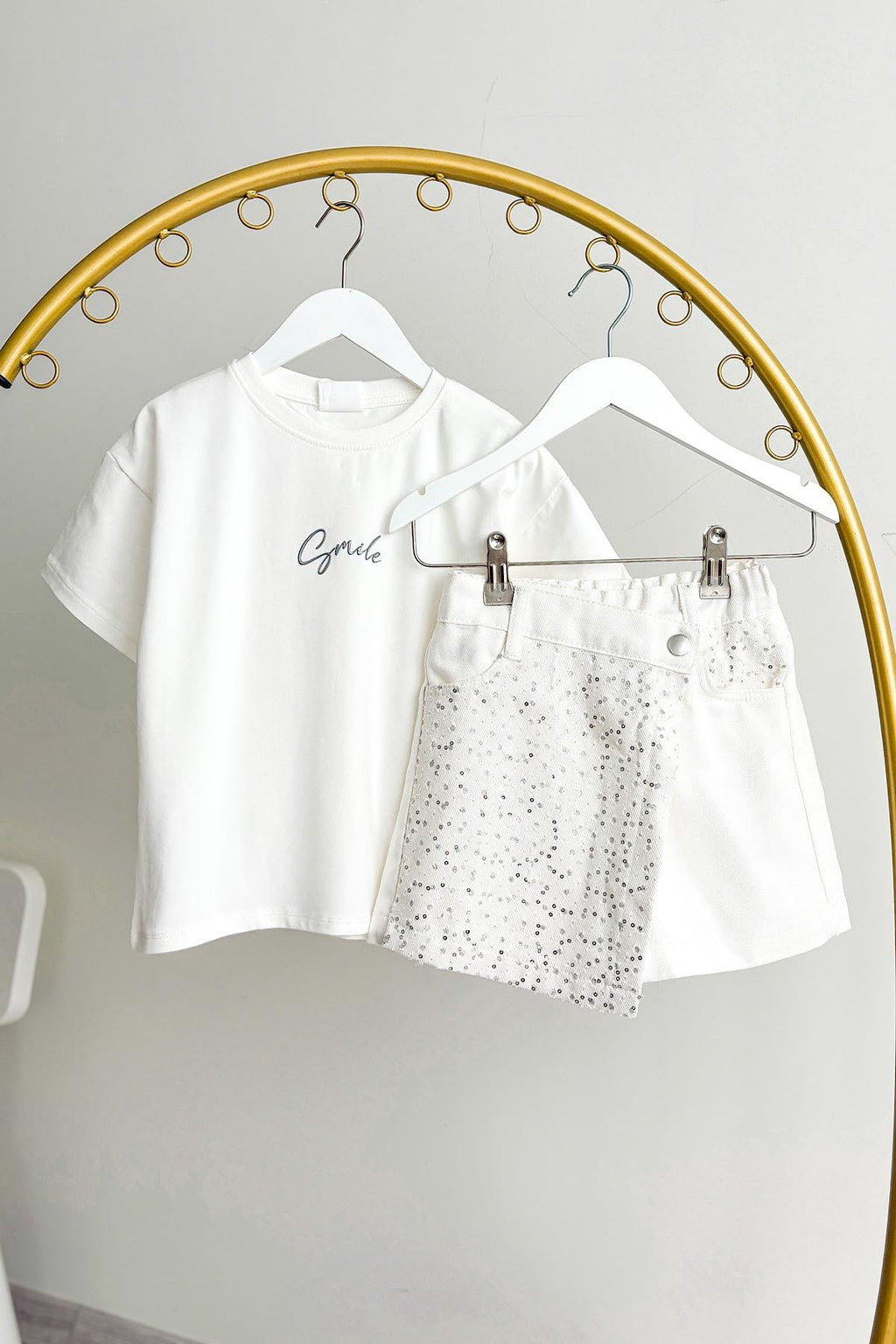 Kız Çocuk Pul Detay Şort Etek Takım