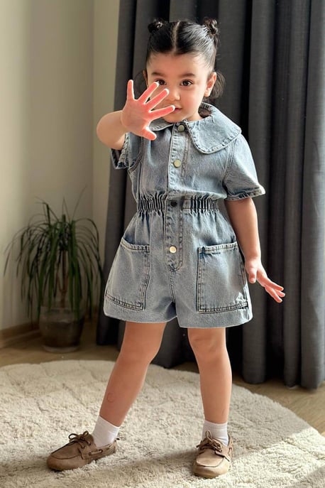 Kız Çocuk Taş Yaka Tulum