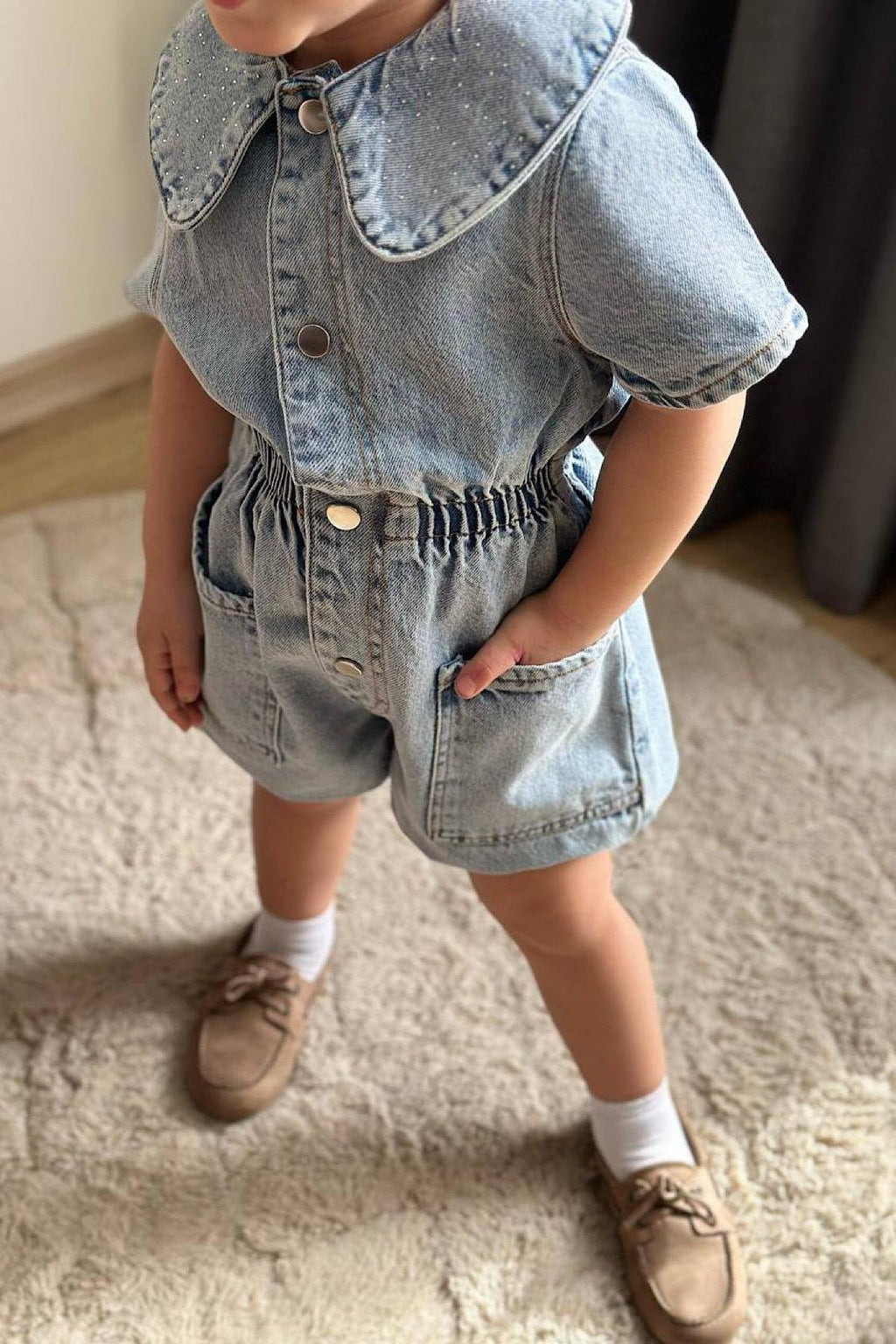 Kız Çocuk Taş Yaka Tulum